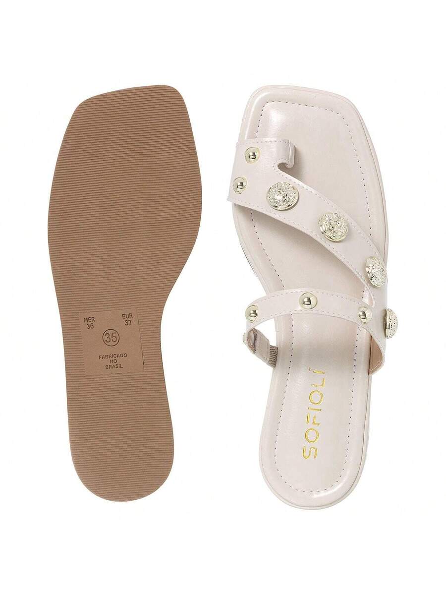 Chinelo Feminina Flat De Dedo Brilho - Rasteirinha Chic
