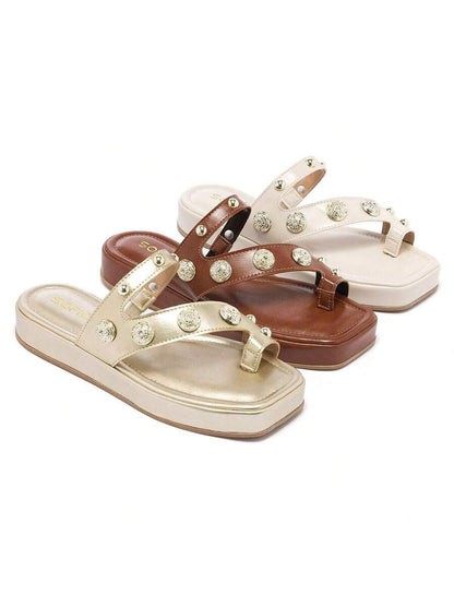 Chinelo Feminina Flat De Dedo Brilho - Rasteirinha Chic