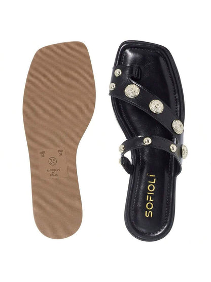 Chinelo Feminina Flat De Dedo Brilho - Rasteirinha Chic