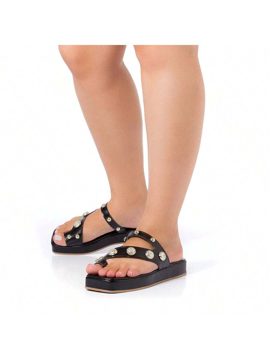 Chinelo Feminina Flat De Dedo Brilho - Rasteirinha Chic