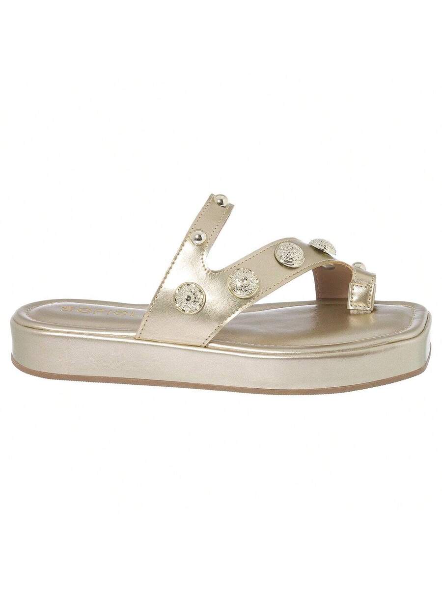 Chinelo Feminina Flat De Dedo Brilho - Rasteirinha Chic