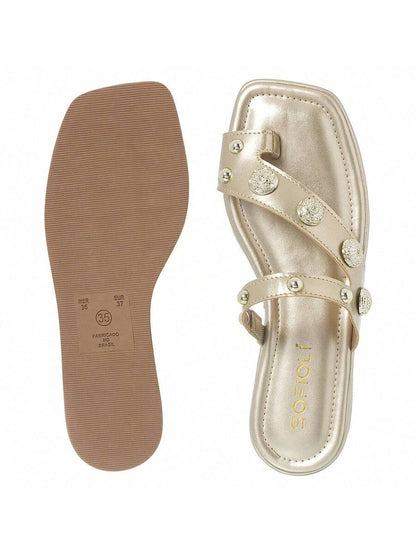 Chinelo Feminina Flat De Dedo Brilho - Rasteirinha Chic