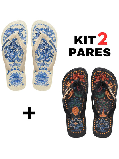 Kit 2 Pares Chinelo Tropical - Rasteirinha Chic