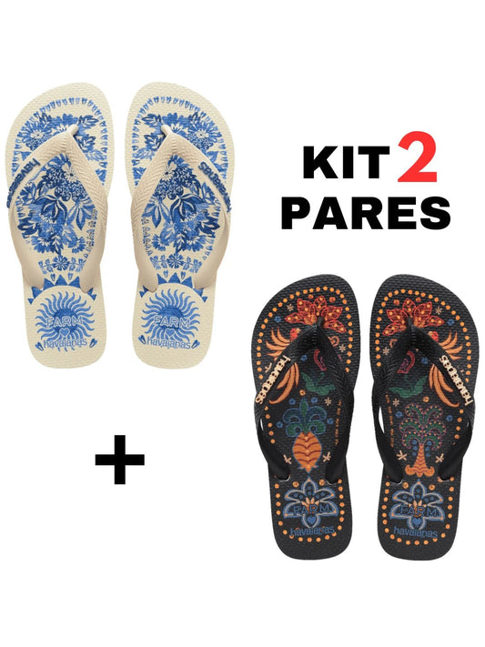 Kit 2 Pares Chinelo Tropical - Rasteirinha Chic