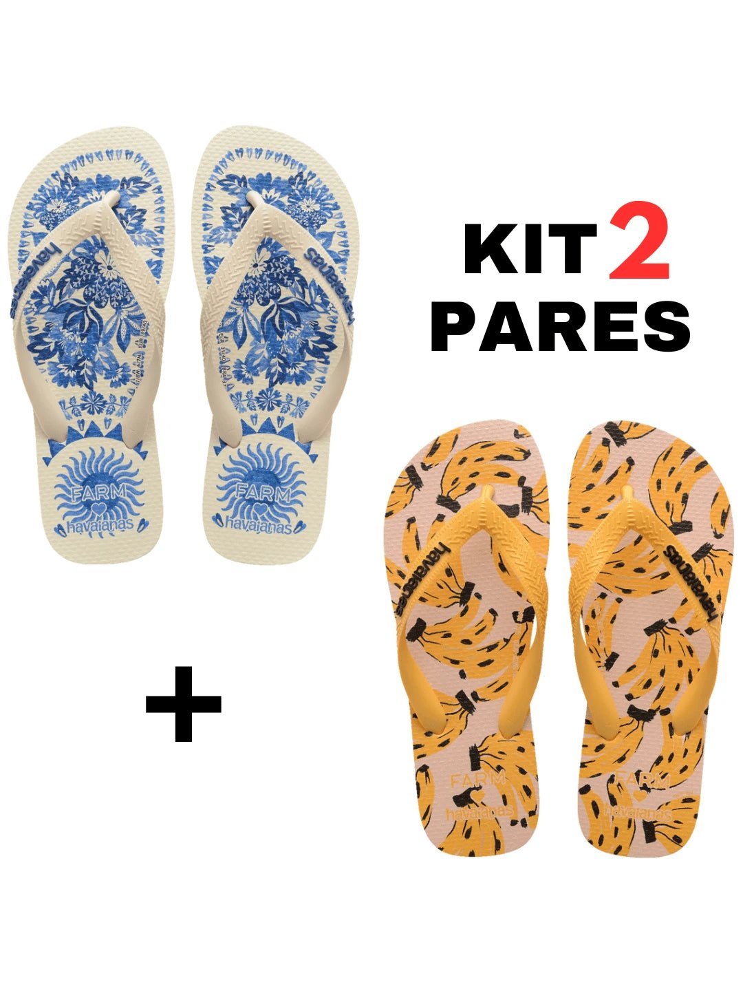 Kit 2 Pares Chinelo Tropical - Rasteirinha Chic