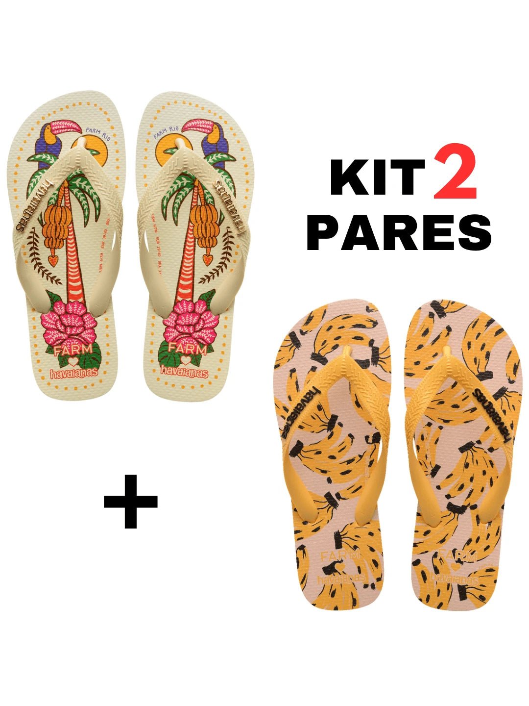 Kit 2 Pares Chinelo Tropical - Rasteirinha Chic