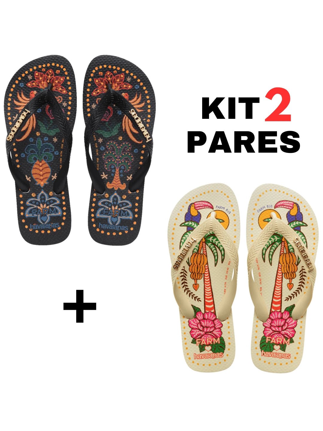 Kit 2 Pares Chinelo Tropical - Rasteirinha Chic