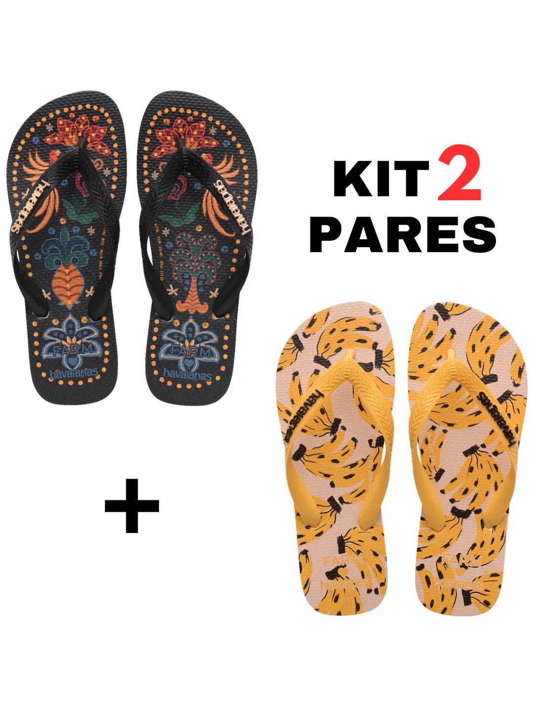 Kit 2 Pares Chinelo Tropical - Rasteirinha Chic