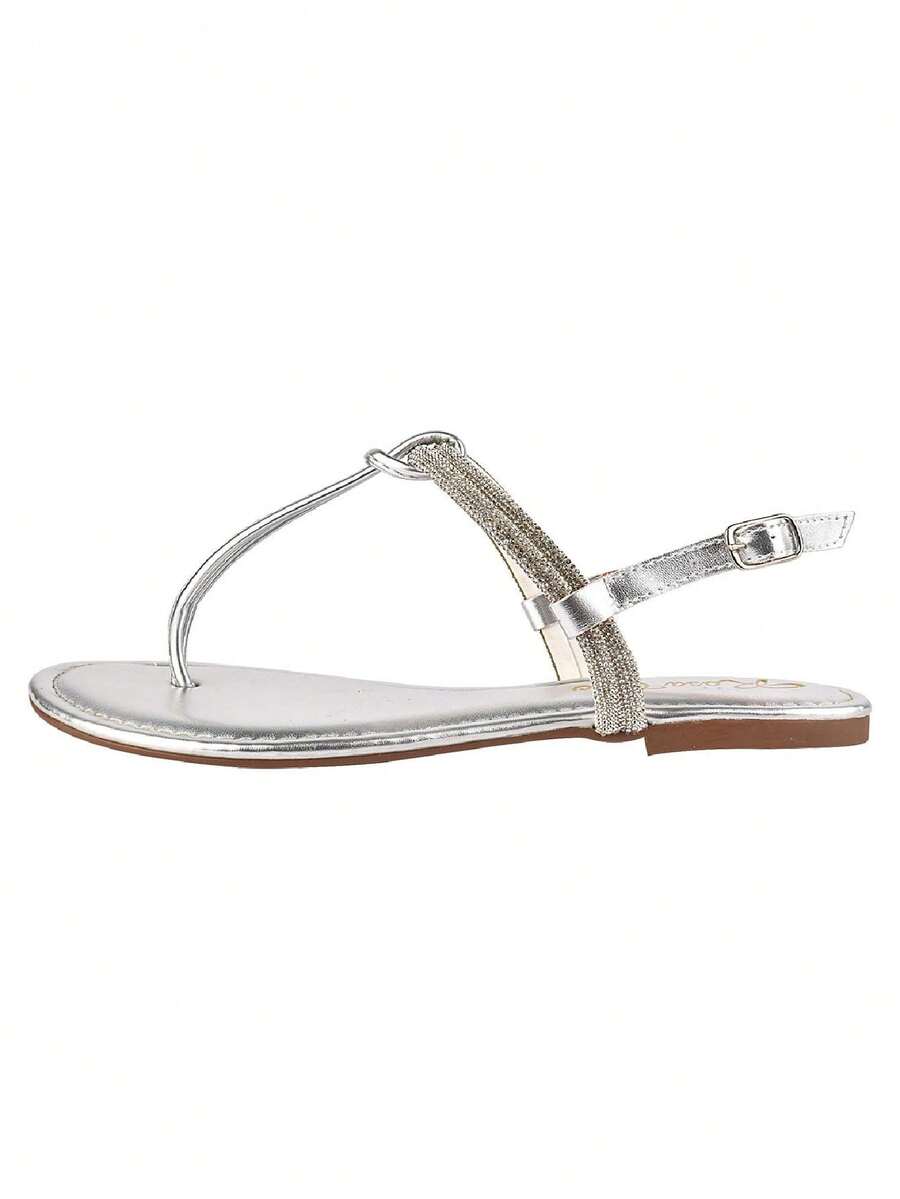 Rasteirinha Feminina Verão Strass Brilho Dia a Dia RC8731 - Rasteirinha Chic