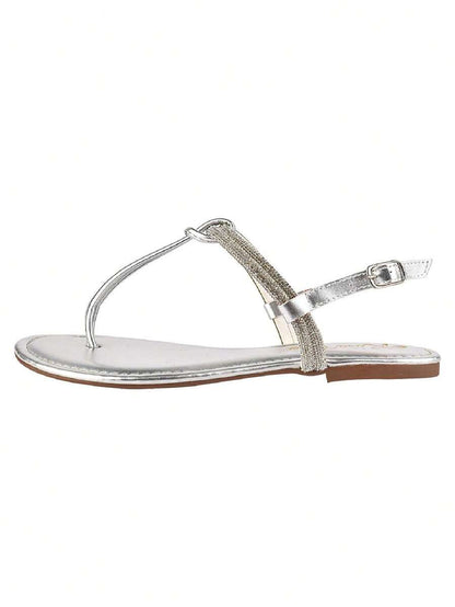 Rasteirinha Feminina Verão Strass Brilho Dia a Dia RC8731 - Rasteirinha Chic