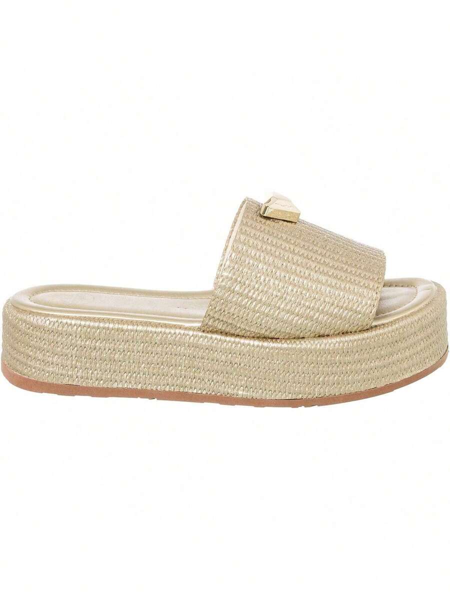 Sandália Feminina Tamanco Flat Plataforma Flatform Confortável - Rasteirinha Chic