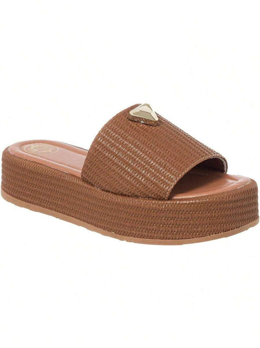Sandália Feminina Tamanco Flat Plataforma Flatform Confortável - Rasteirinha Chic