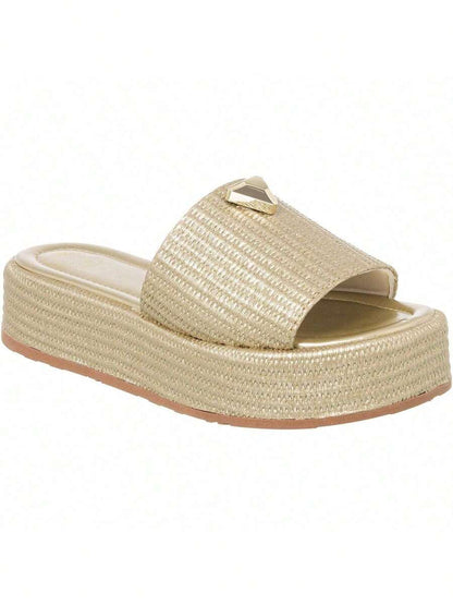 Sandália Feminina Tamanco Flat Plataforma Flatform Confortável - Rasteirinha Chic