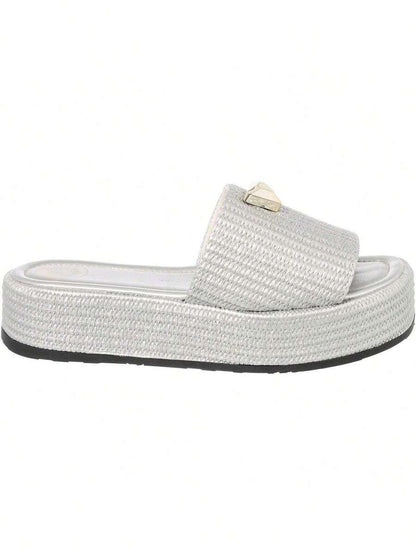 Sandália Feminina Tamanco Flat Plataforma Flatform Confortável - Rasteirinha Chic