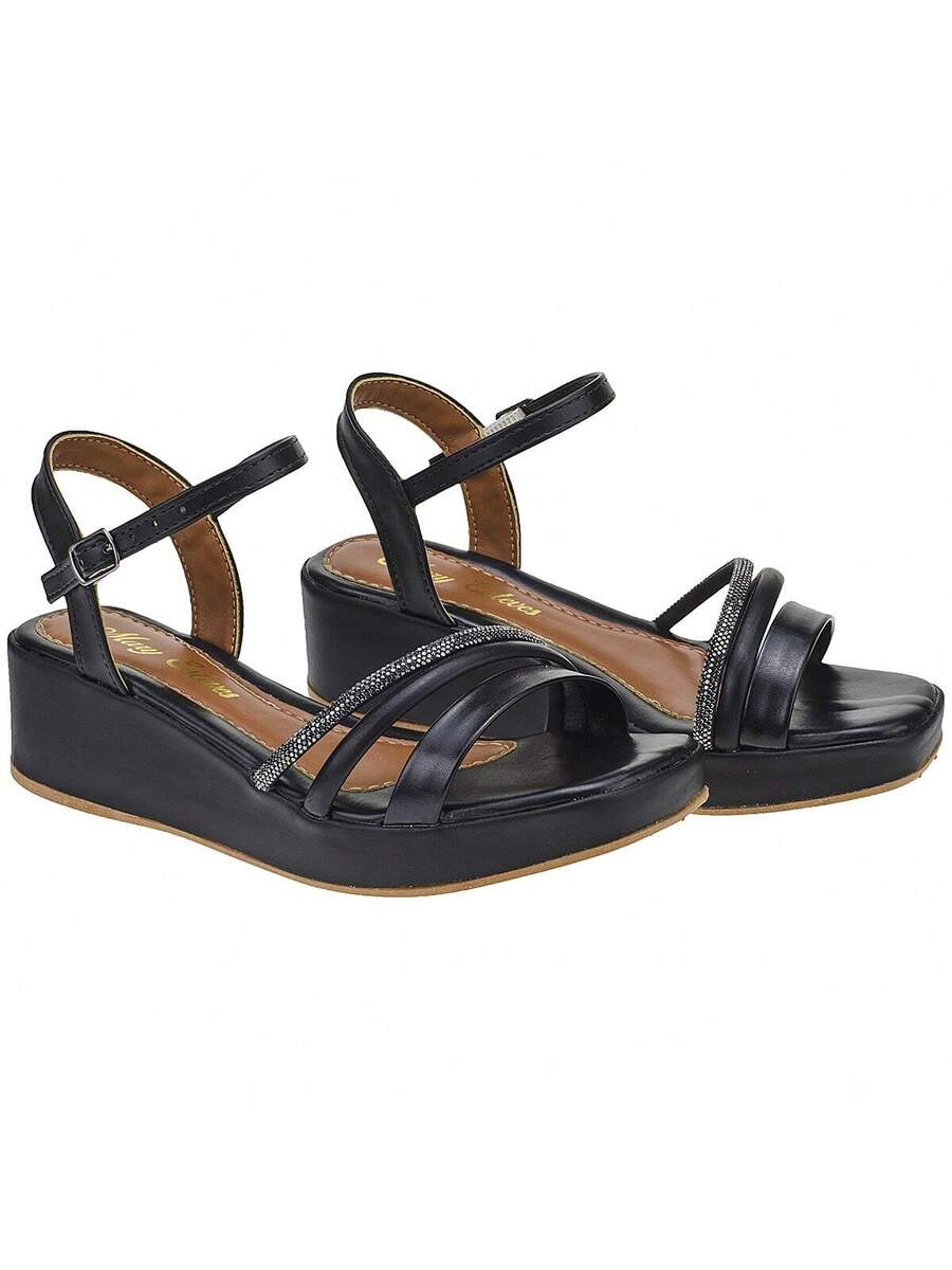 Sandália Feminina Thâmara com Tira de Strass - Rasteirinha Chic