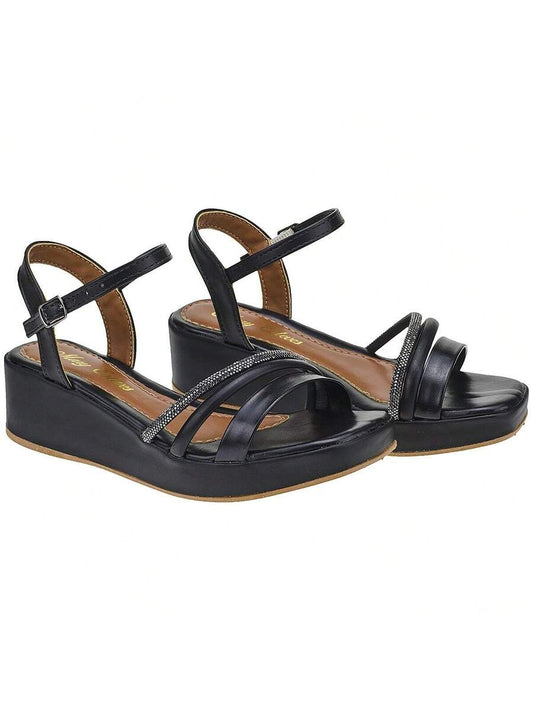 Sandália Feminina Thâmara com Tira de Strass - Rasteirinha Chic