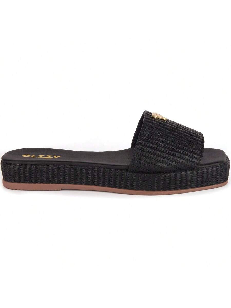 Sandália Tamanco Feminino Brilho Olzzy - Rasteirinha Chic