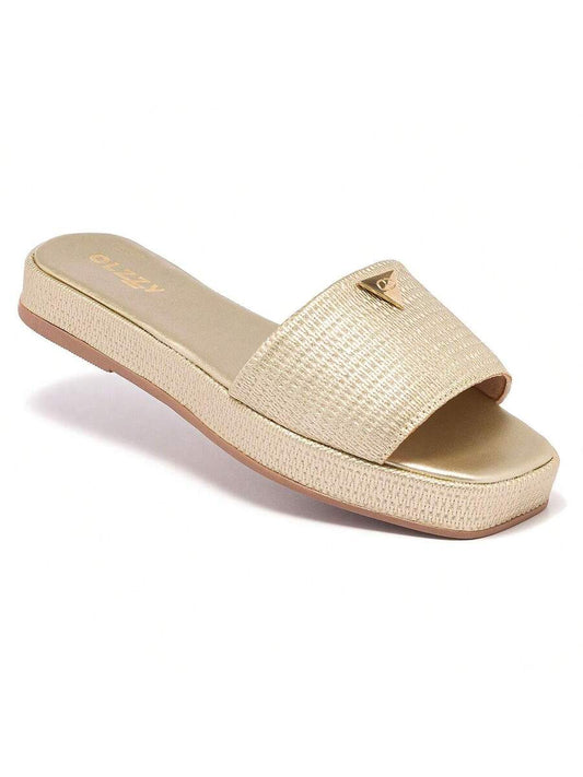 Sandália Tamanco Feminino Brilho Olzzy - Rasteirinha Chic